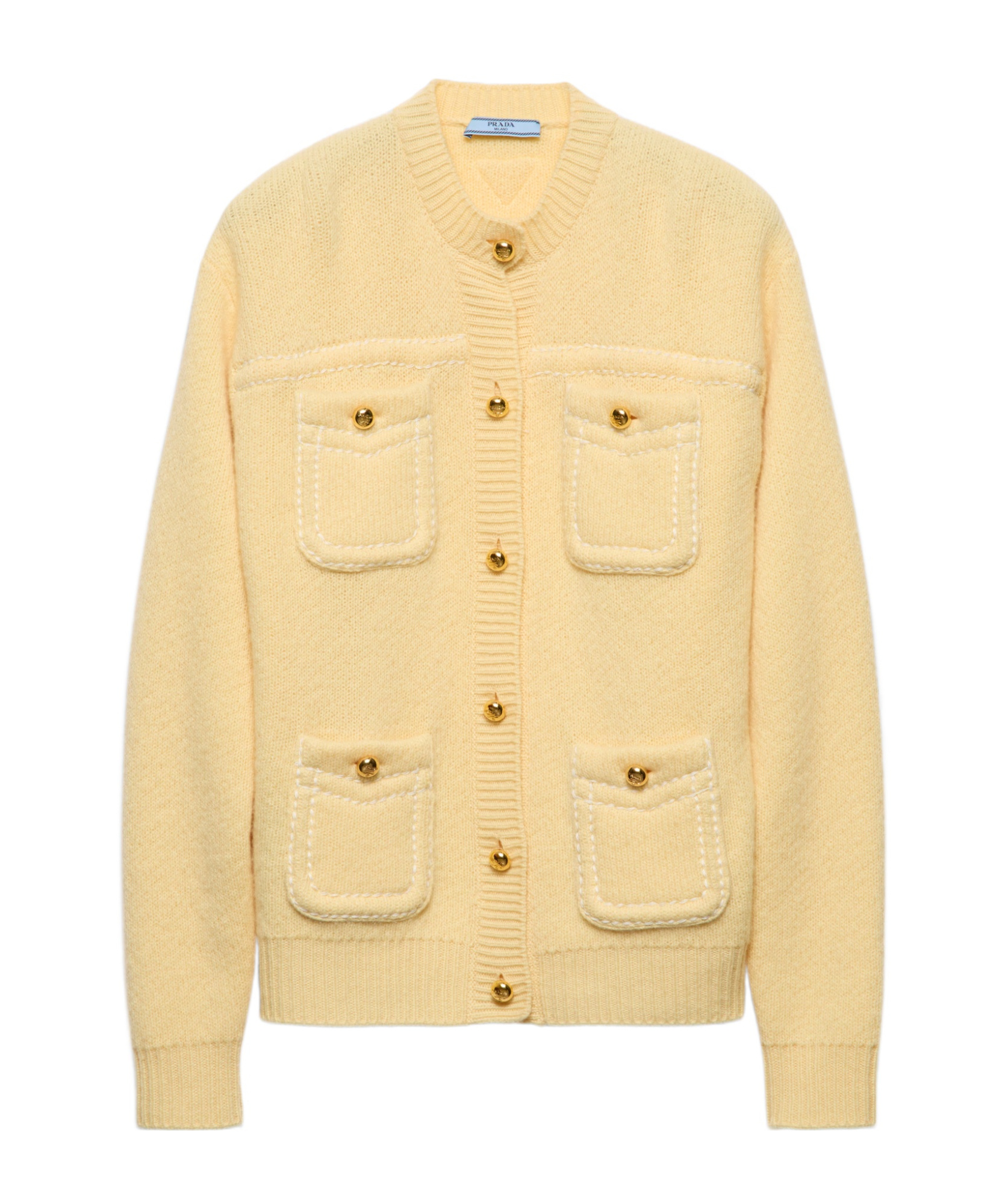 Prada Multiple-pockets Cashmere Cardigan In Nude