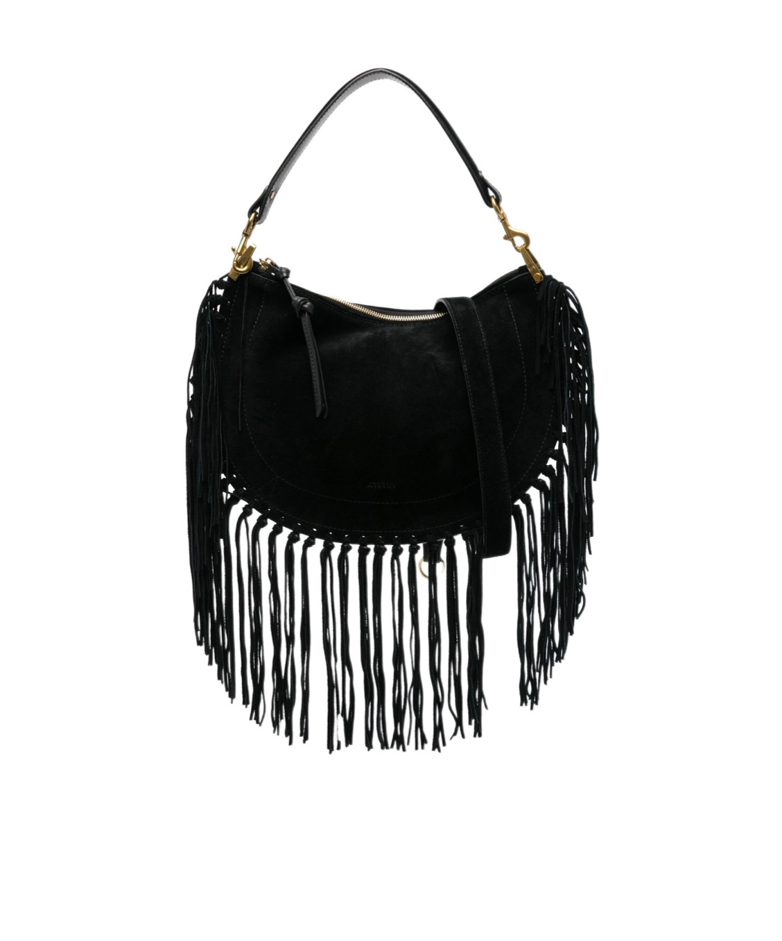 Isabel Marant Soft Fringe Zip Crossbody Bag In Black