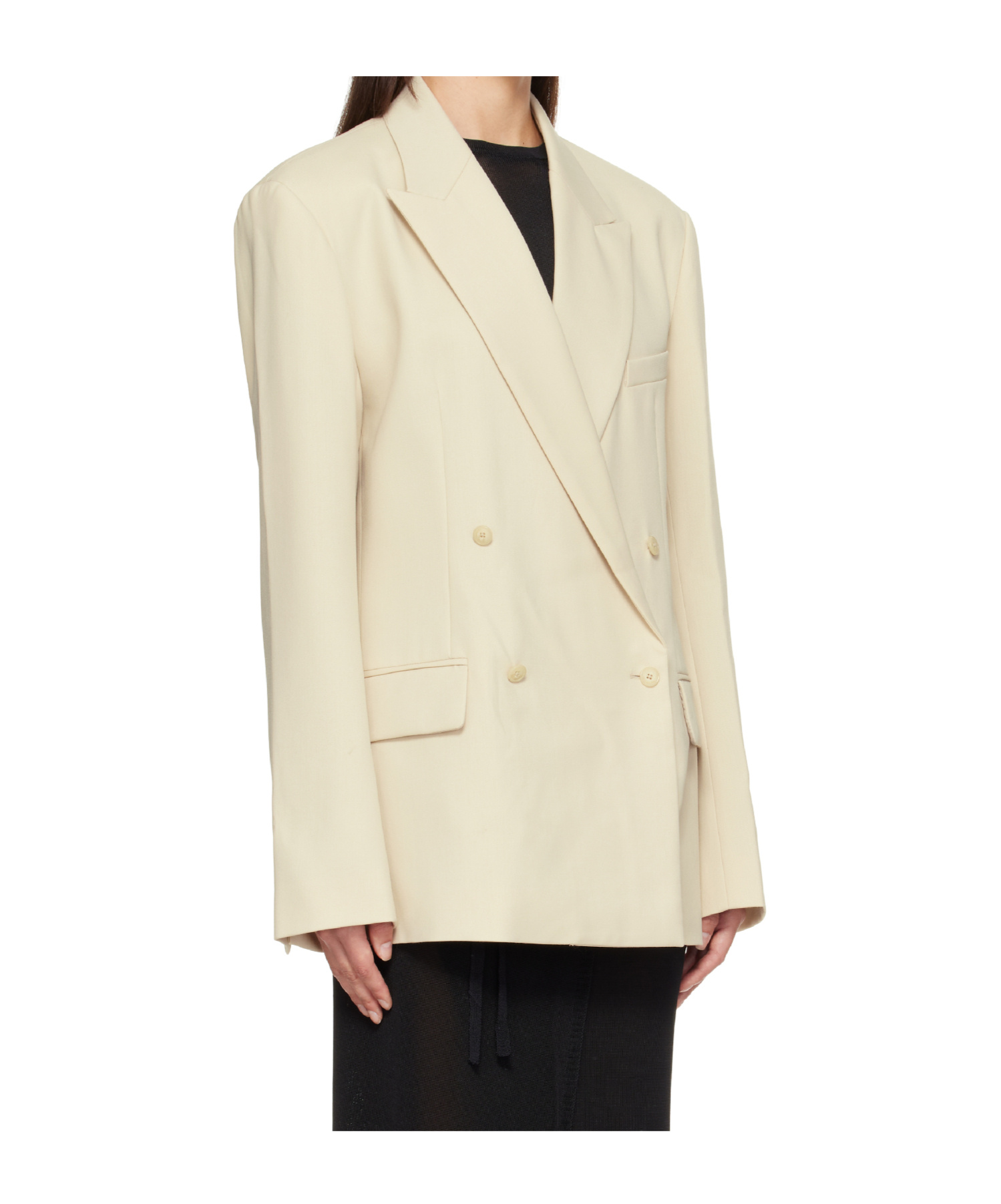The Frankie Shop Newark Double Breasted Blazer In White