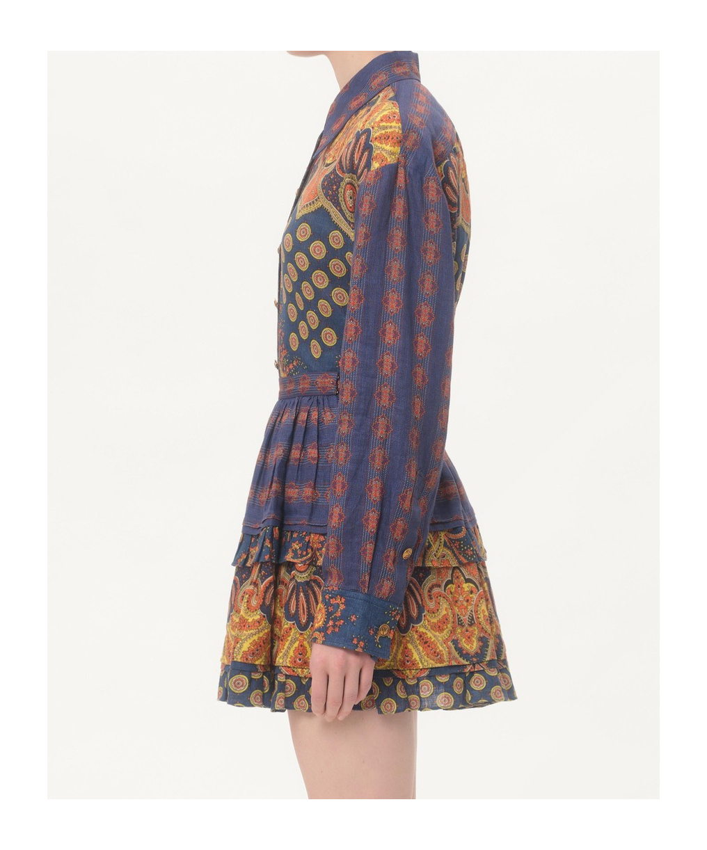 Valentino Garavani Women Paisley Linen Shirt With Medaglioni Voyage Imaginaire Pattern In Multicolor