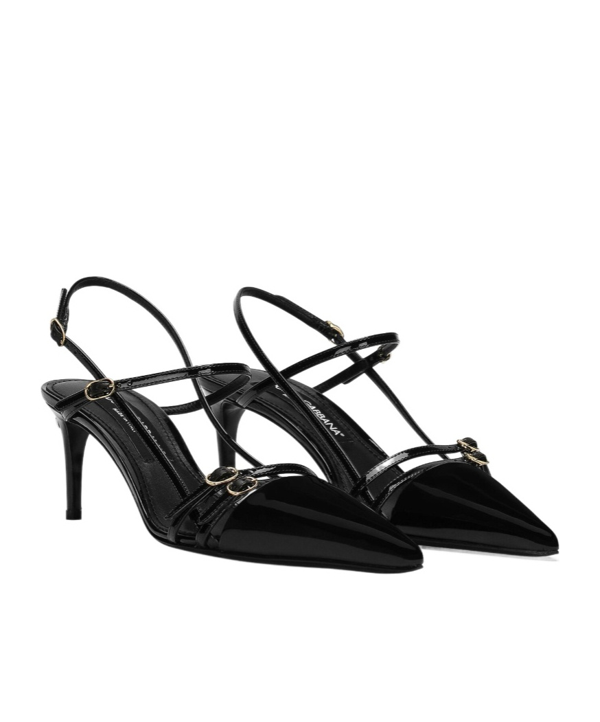Dolce & Gabbana Dg Patent Leather Slingback Pumps In Black