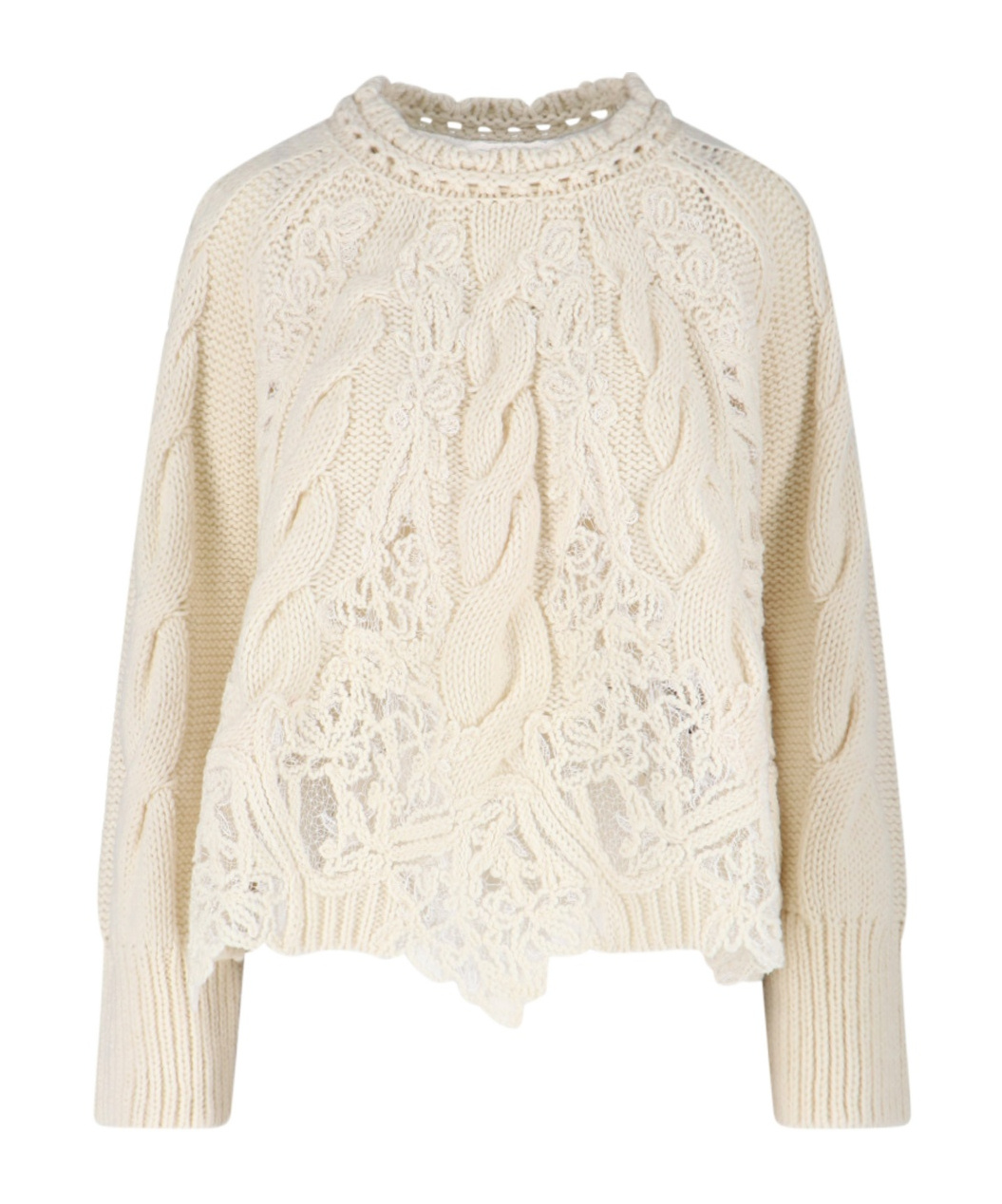 Ermanno Scervino Knitwear With Crewneck And Asymmetric Hem In Brown