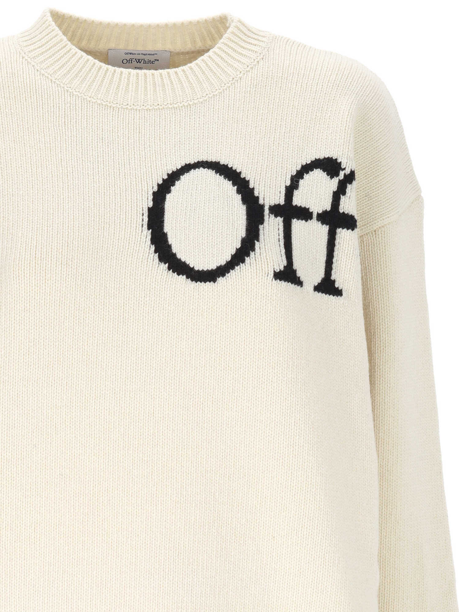 Off-white Long-sleeved Sweater In Neutral