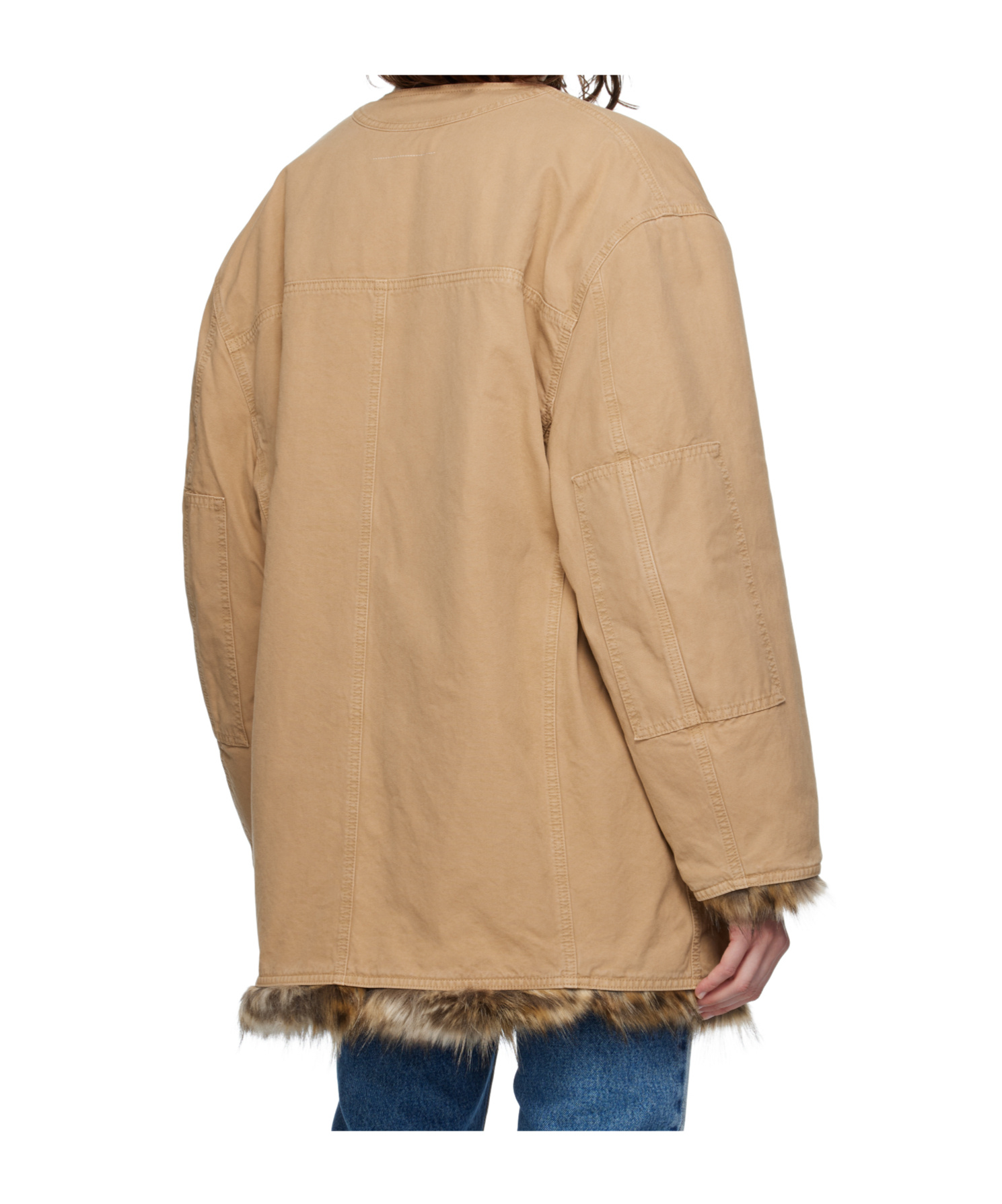 Mm6 Maison Margiela Tan Cotton Canvas Sports Jacket In Brown