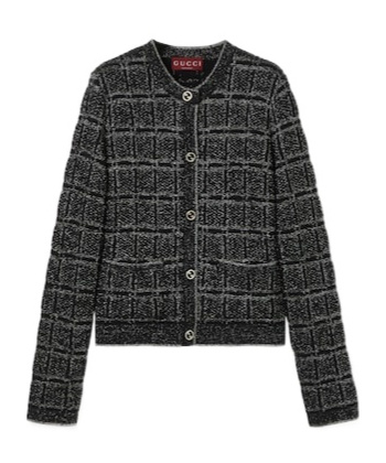 Gucci Interlocking-g Check Cardigan In Black
