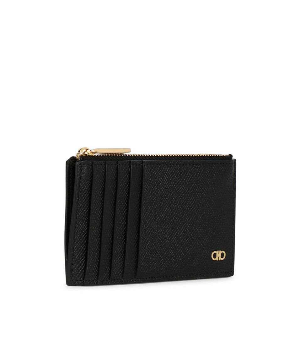 Ferragamo Gancini Leather Cardholder In Black
