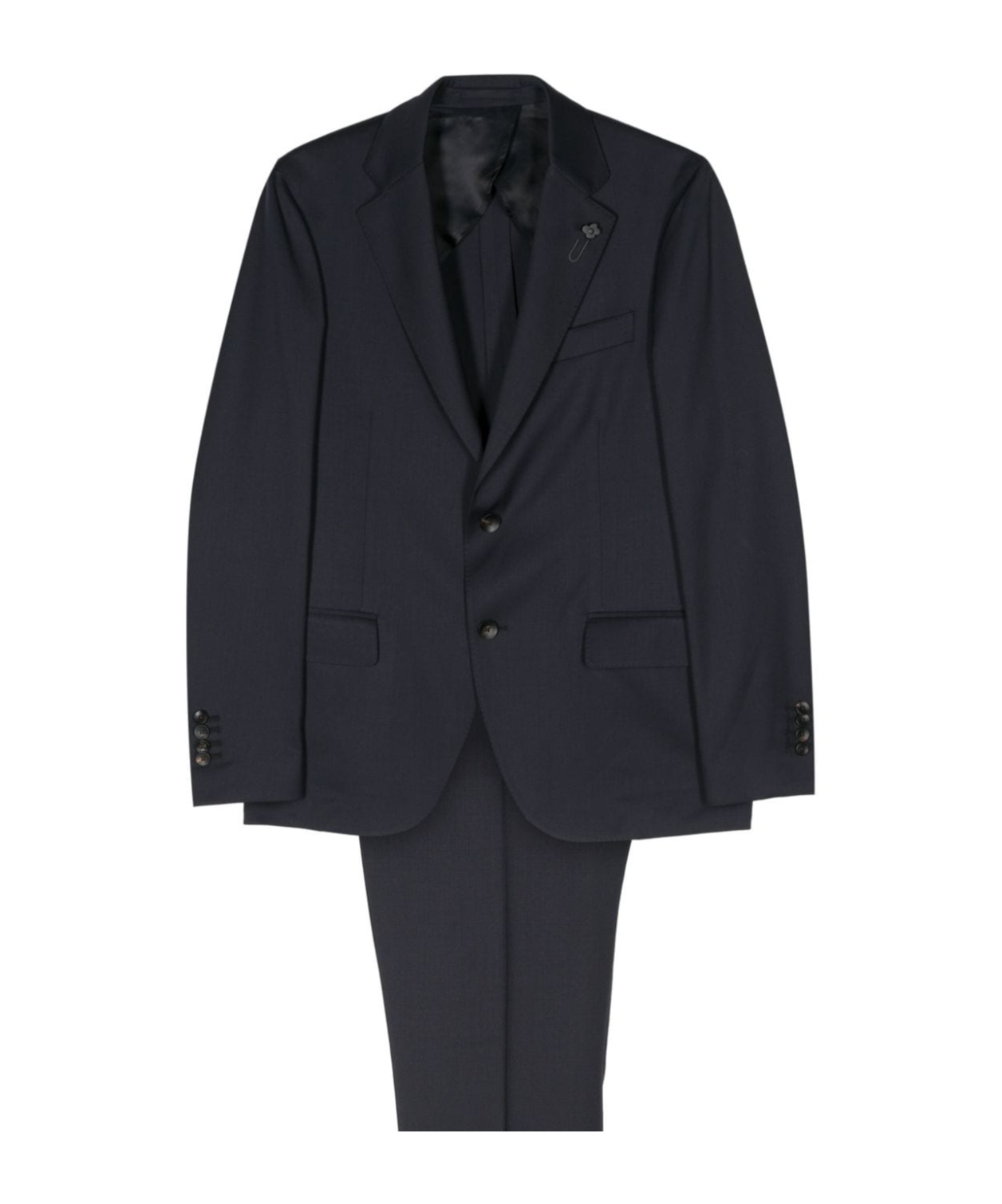 Lardini Single-breasted Wool Suit In Black