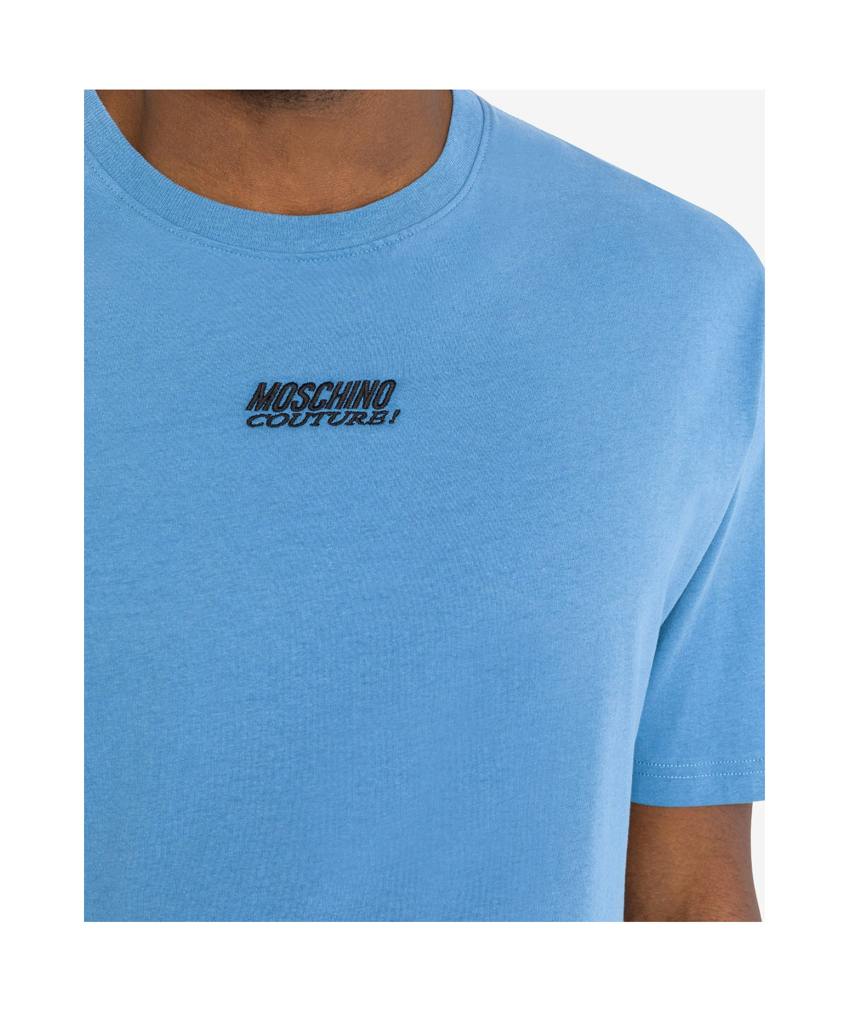 Moschino Logo-embroidered Cotton T-shirt In Blue