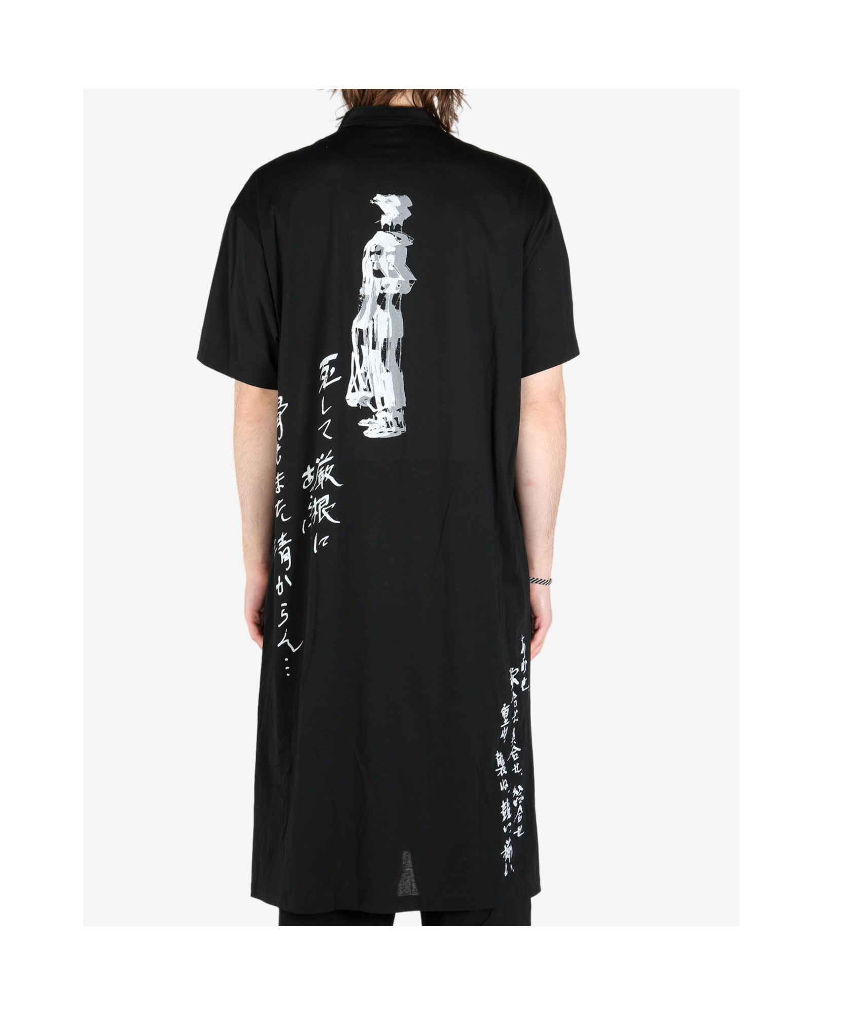 Shop Yohji Yamamoto Printed Jersey Shirt In Black