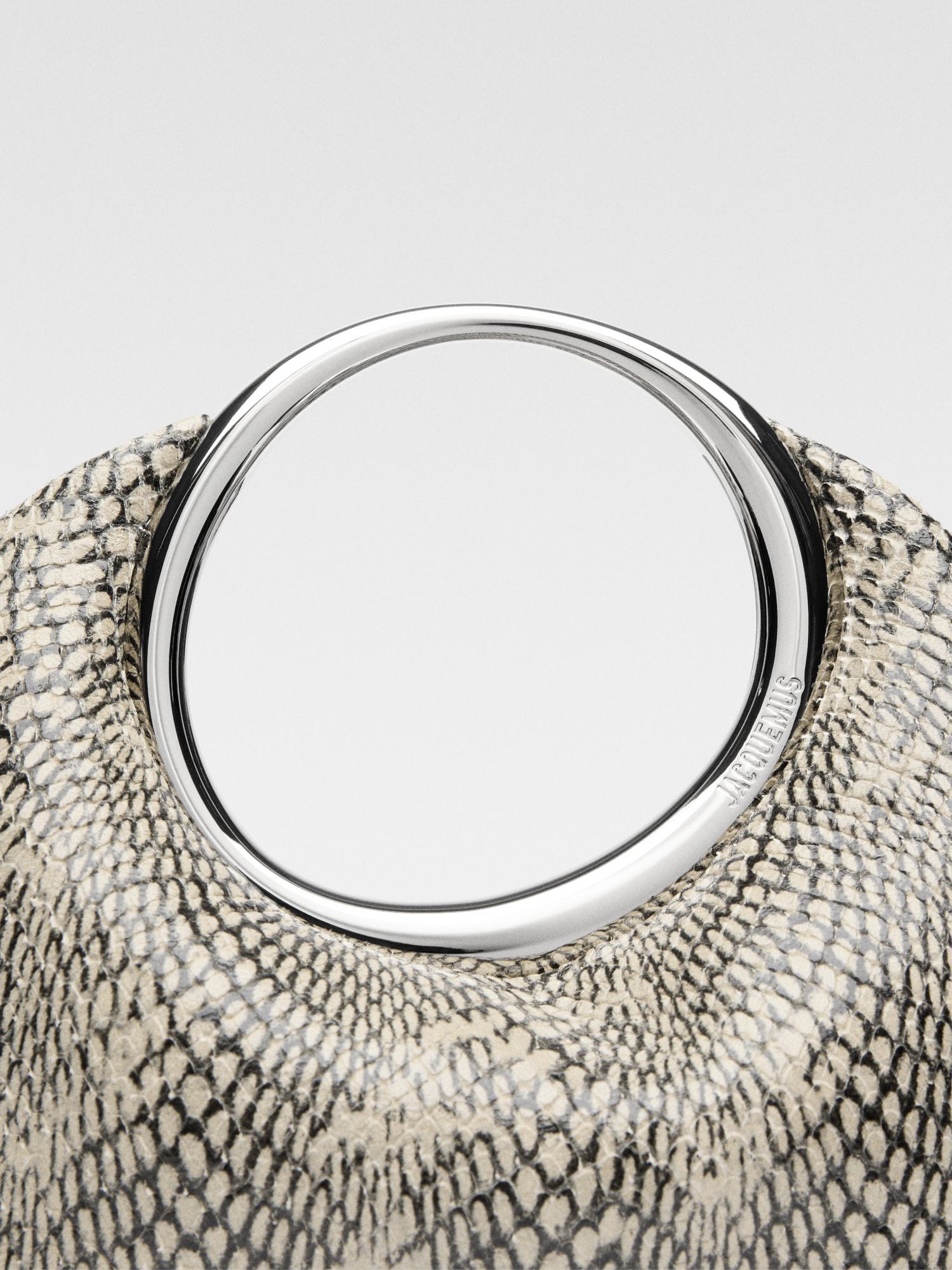 Jacquemus Small Calino Snake-embossed Leather Top Handle Bag In Nude