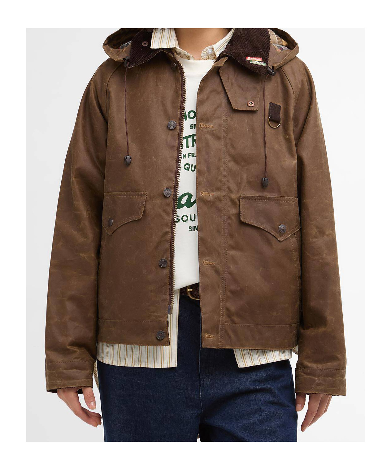Barbour X Levi's Spey Waxed Jacket In Brown