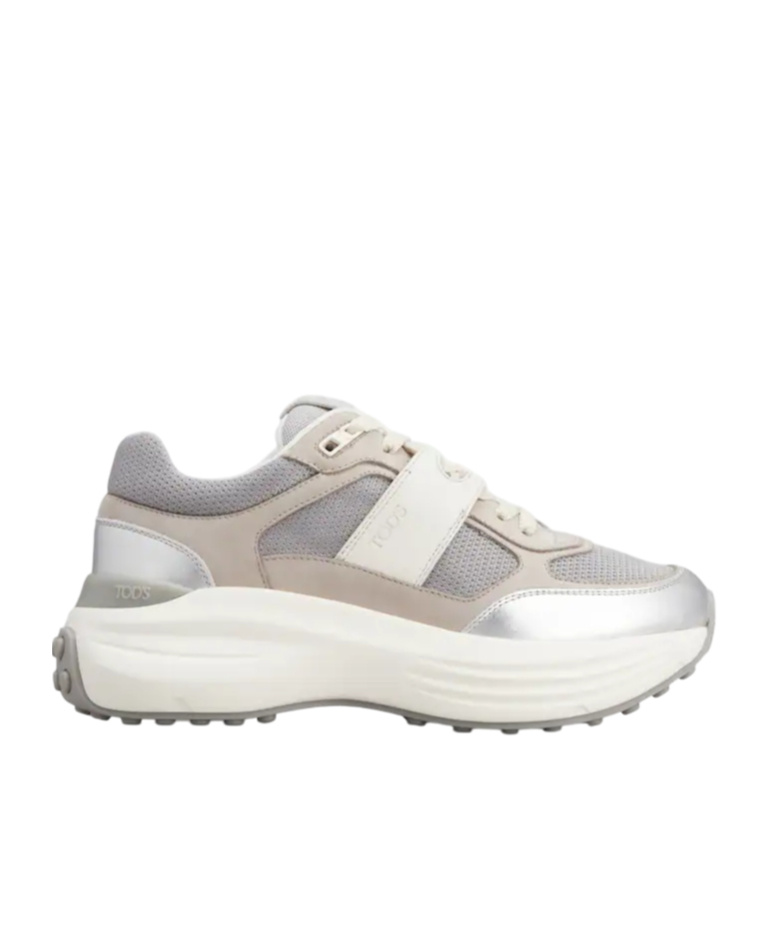 Tod's Sneakers In Fabric And Metallic Leather