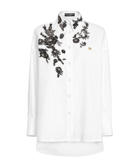 Dolce & Gabbana Dolce&gabbana Floral Lace High-low Button-up Shirt In White