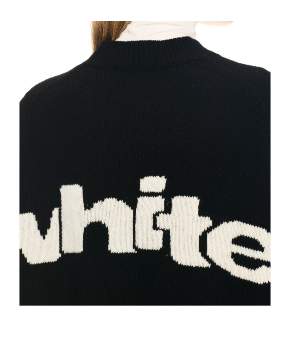 Off-white Intarsia-knit Logo Sweater In Black