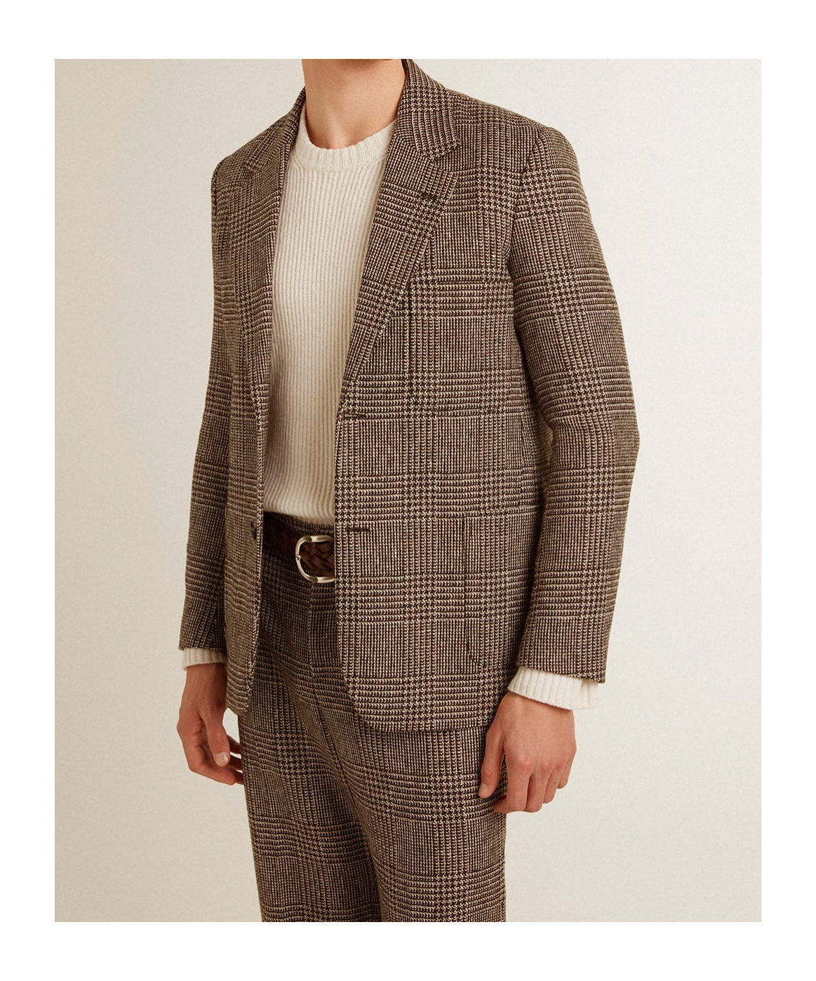 Golden Goose Houndstooth Check Blazer Jacket In Brown