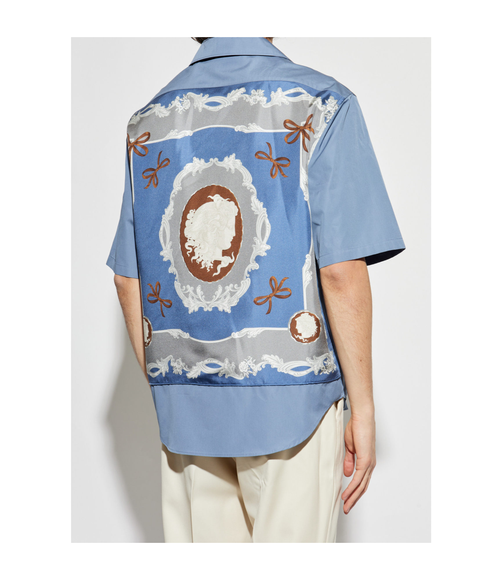 Versace Medusa Cameo Camp Shirt In Blue