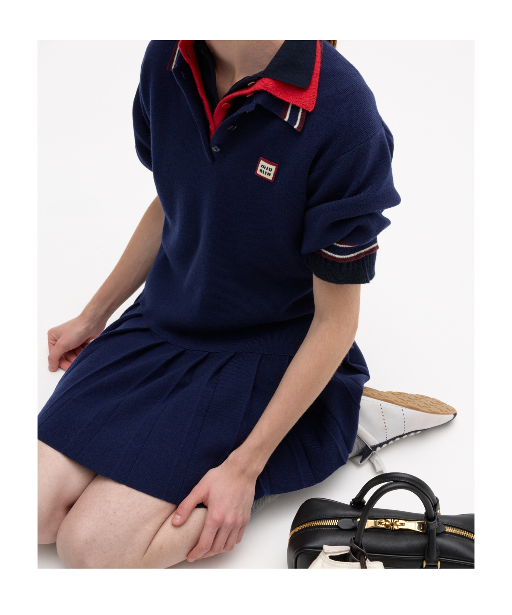 Miu Miu Short Sleeve Dress In Black