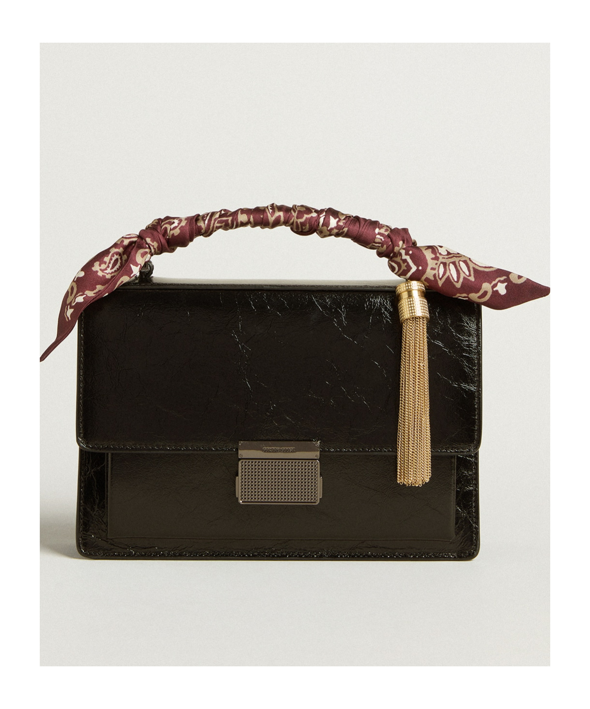 GOLDEN GOOSE VENEZIA BAG IN BLACK METALLIC LEATHER WITH BLACK DETAILS