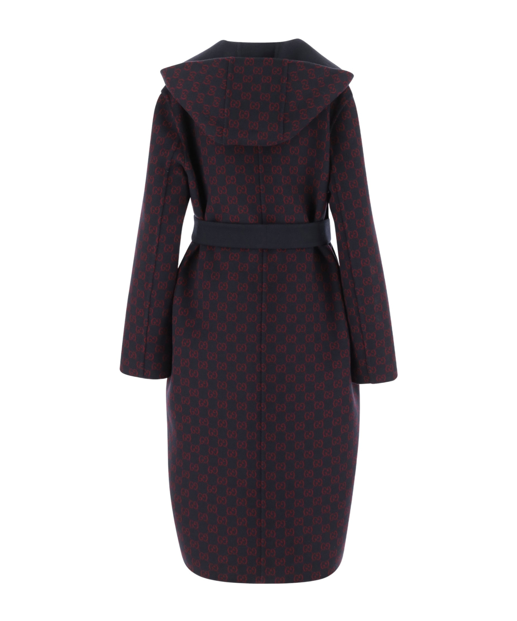 Gucci Navy Blue Wool Blend Reversible Coat In Multi