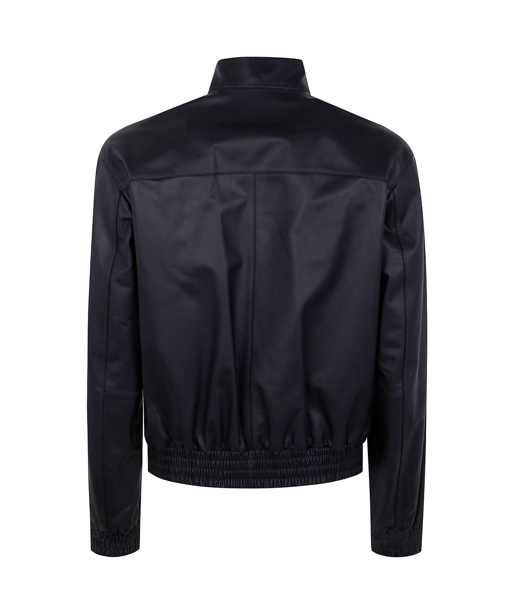 Desa 1972 Leather Patch Pocket Bomber Jacket In Black