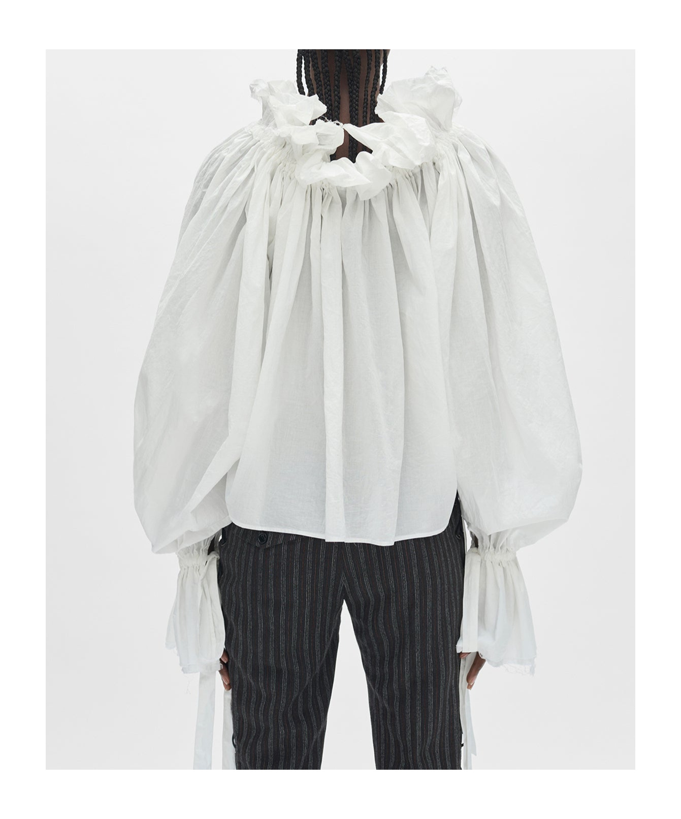 Ann Demeulemeester Stee Ruffled Top In White