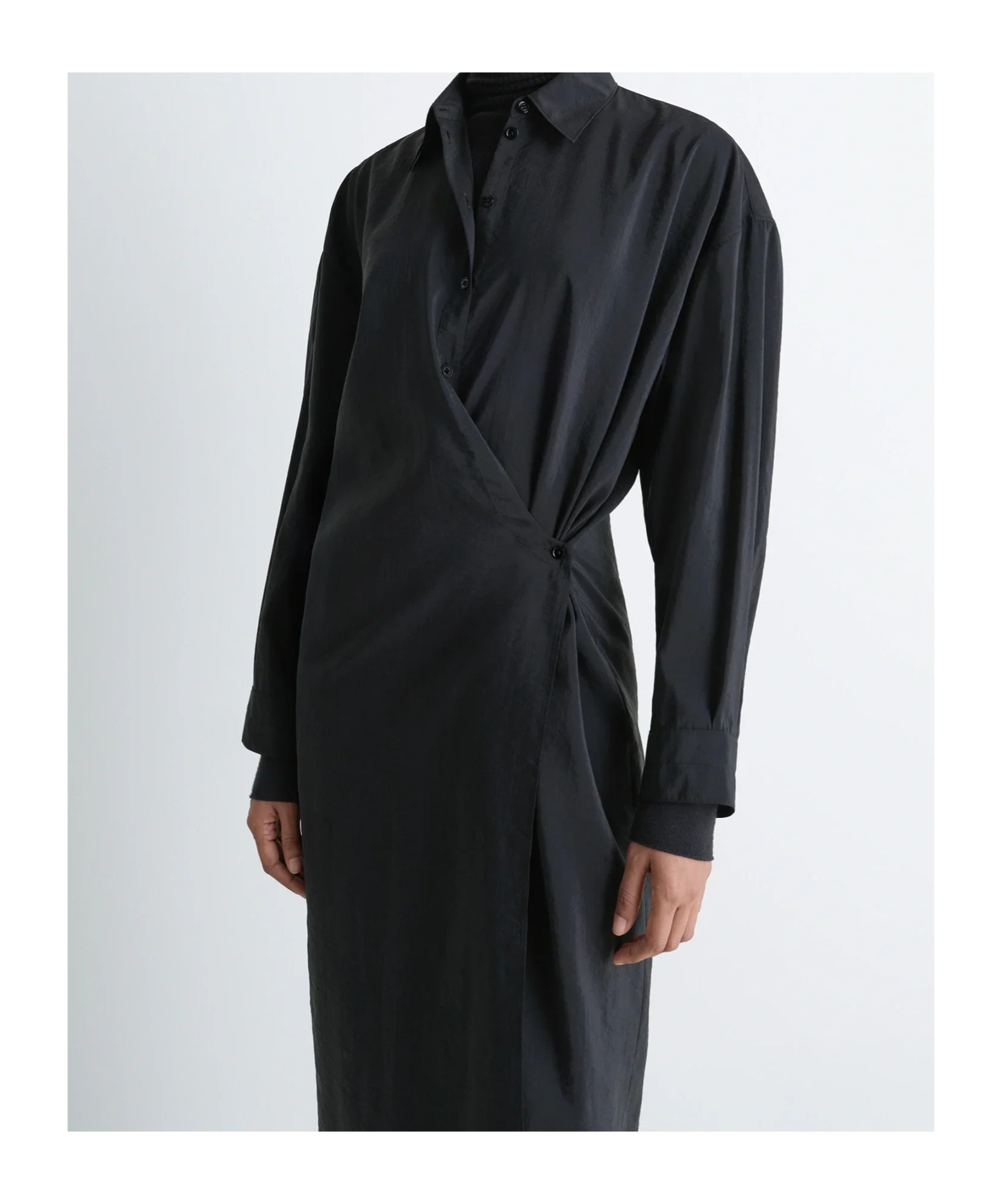 Lemaire Straight Collar Twisted Dress In Black