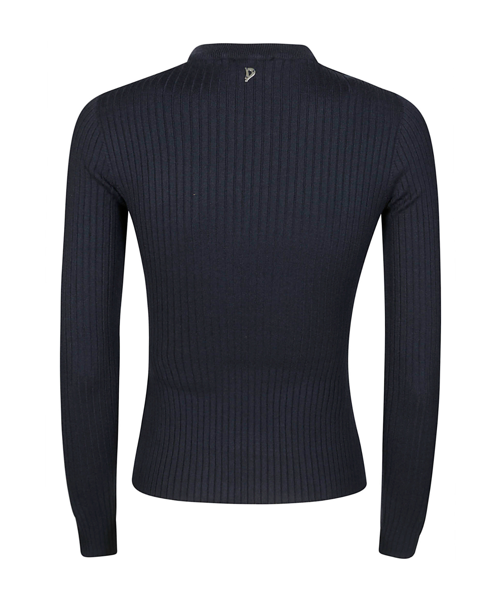 Dondup Ribbed Black Sweater With Decorative Shoulder Buttons In Black