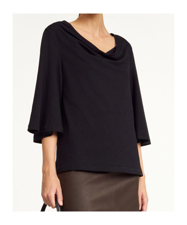 By Malene Birger Draped-neck T-shirt In Black