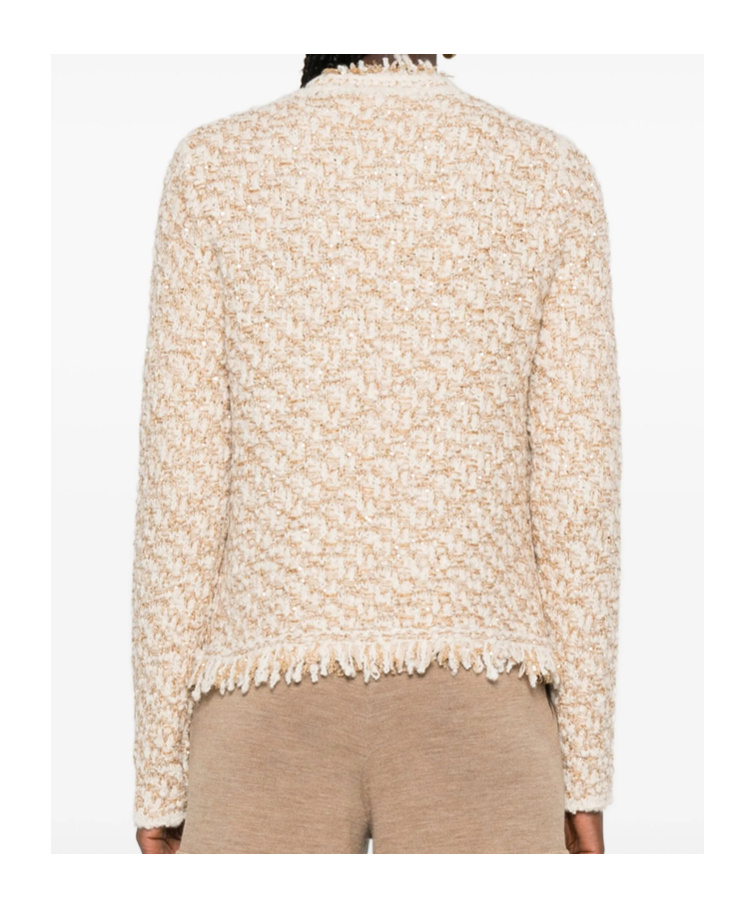Fabiana Filippi Textured Wool Blend Long Sleeve Jacket In Neutral