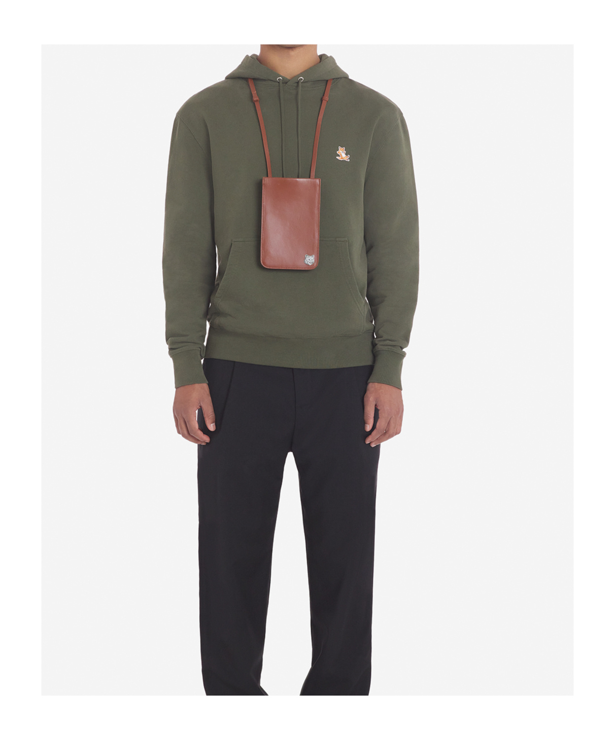 Shop Maison Kitsuné Chillax-fox Motif Cotton Hoodie In Green
