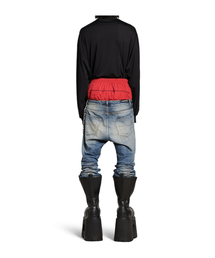 Balenciaga Layer Detailed Jeans In Blue