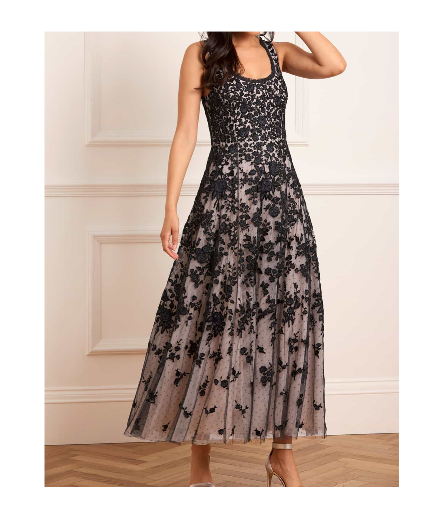 Needle & Thread Rosa Scoop Neck Ankle Gown In Black