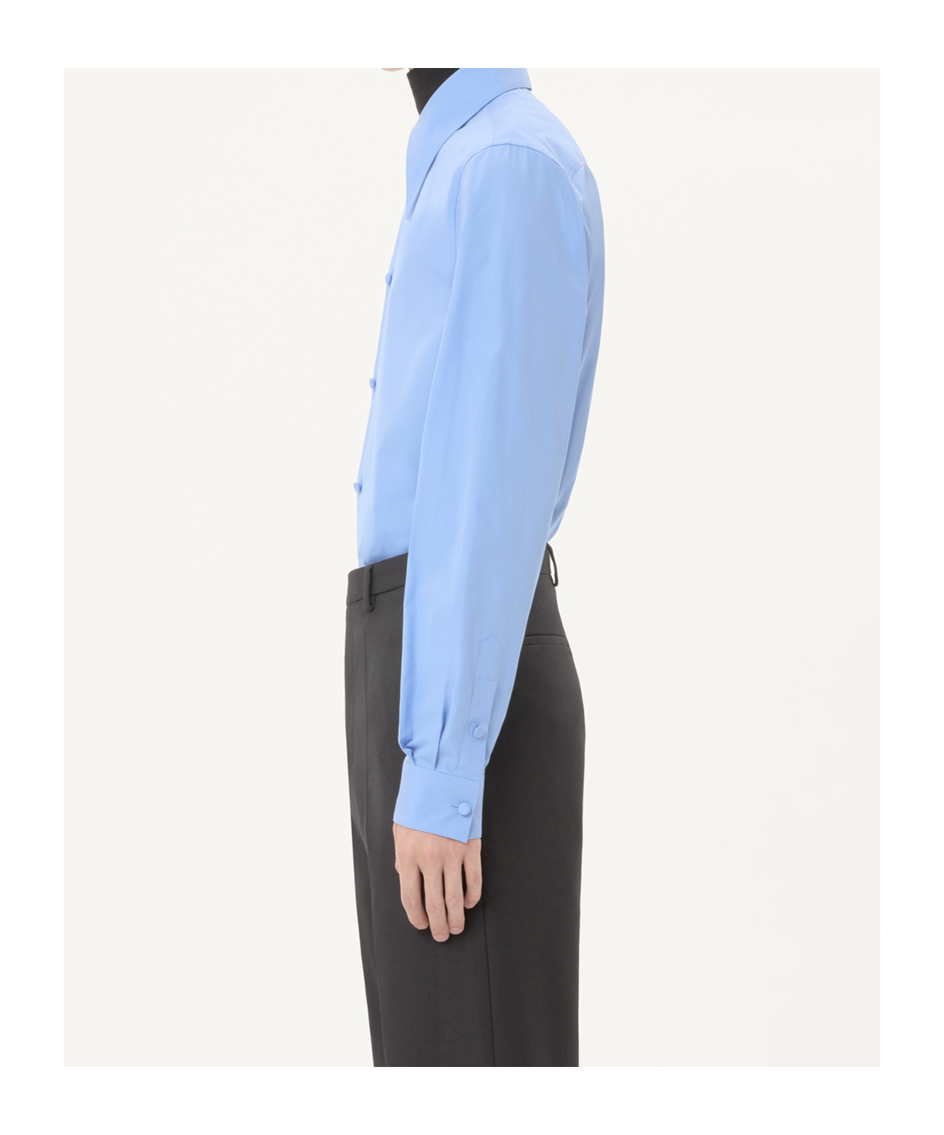 Valentino Pointed-collar Cotton Shirt In Blue