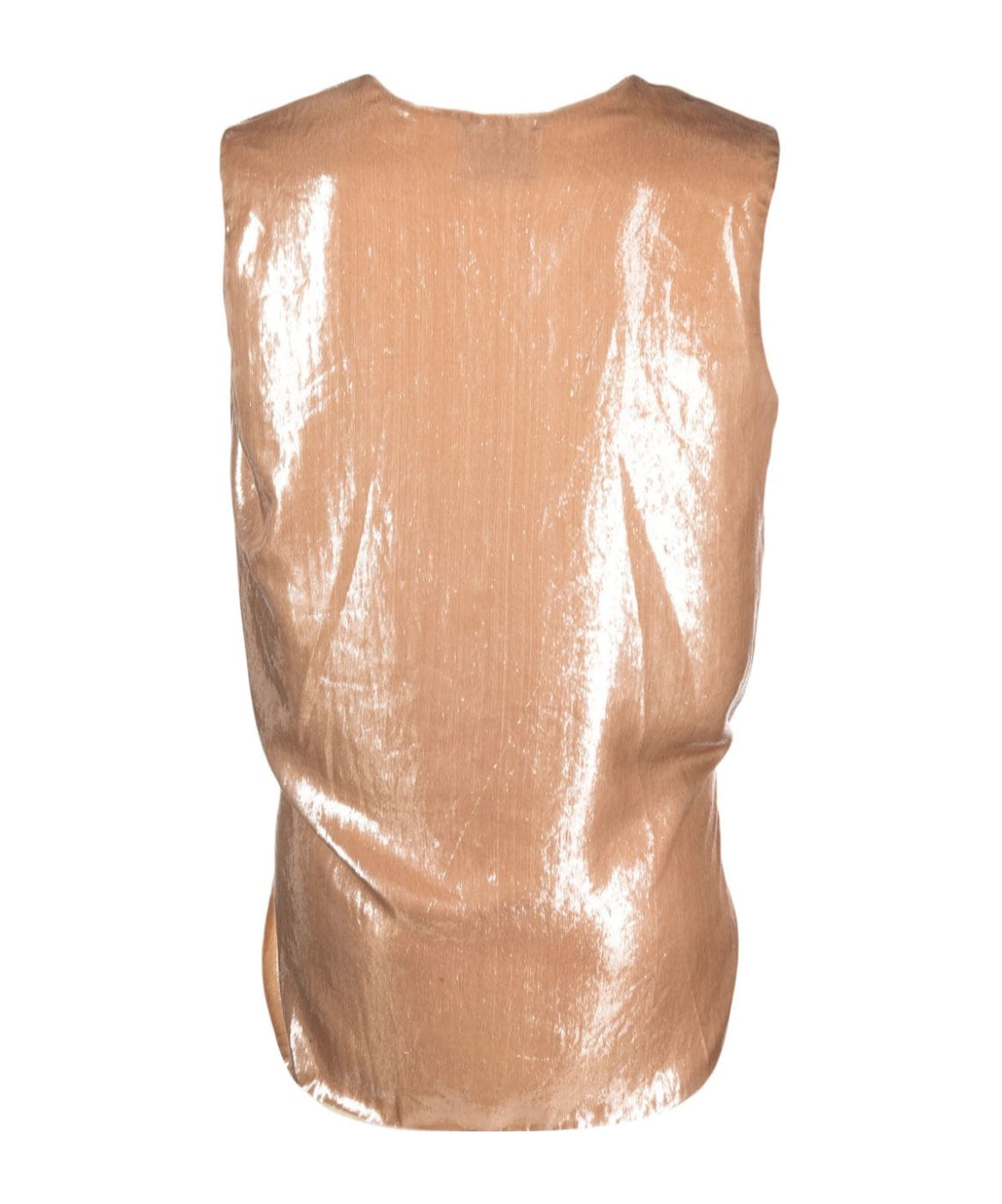 Alysi Metallic-finish Sleeveless Top In Nude