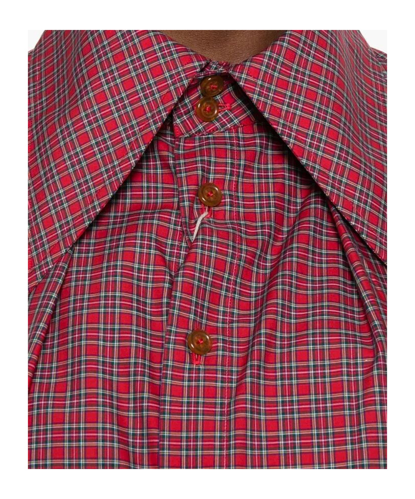 Vivienne Westwood Checkered Fold Cuffs Point Collar Short Sleeves In Multi