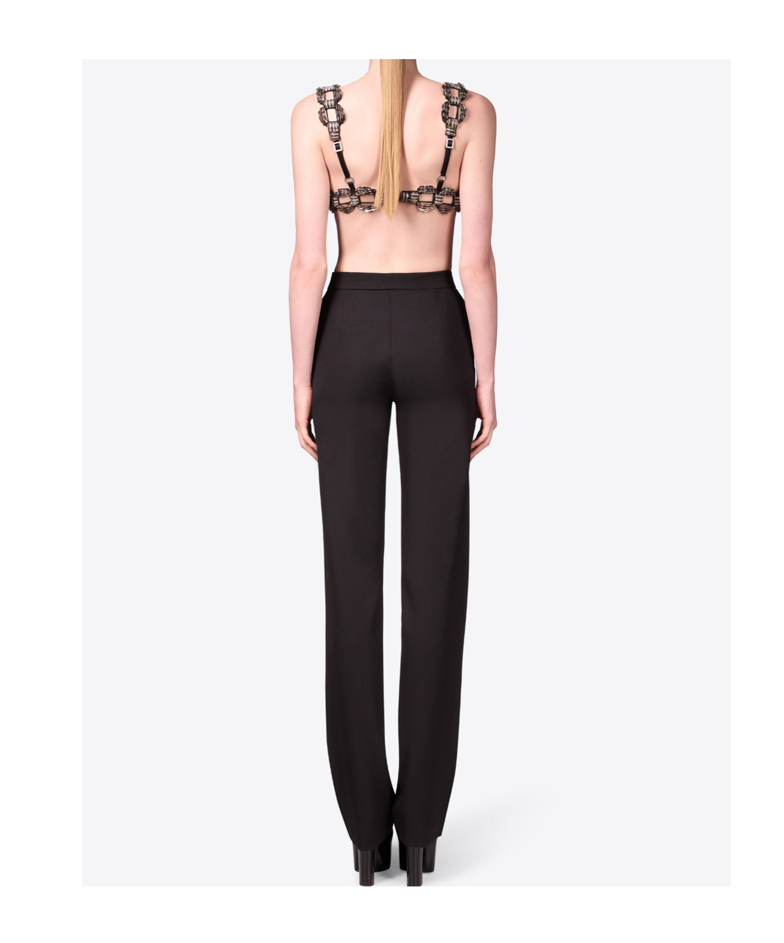 Area Straight-leg Casual Pants In Black