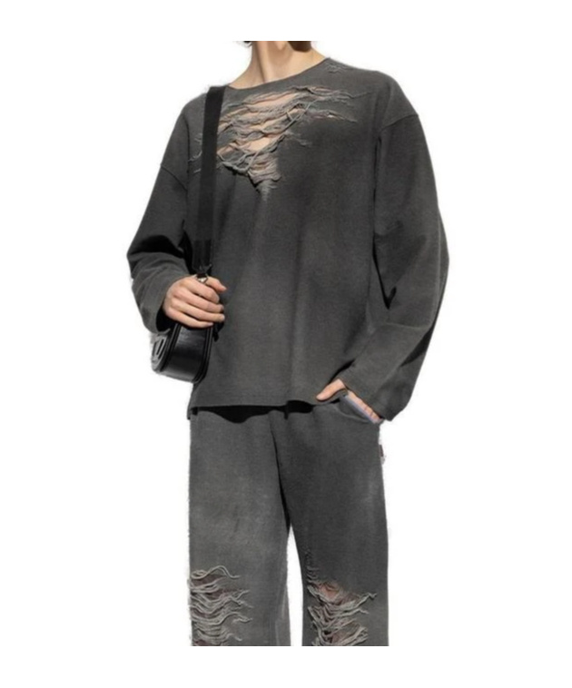 Diesel Men's Runway Distressed Chest Sweater In Black