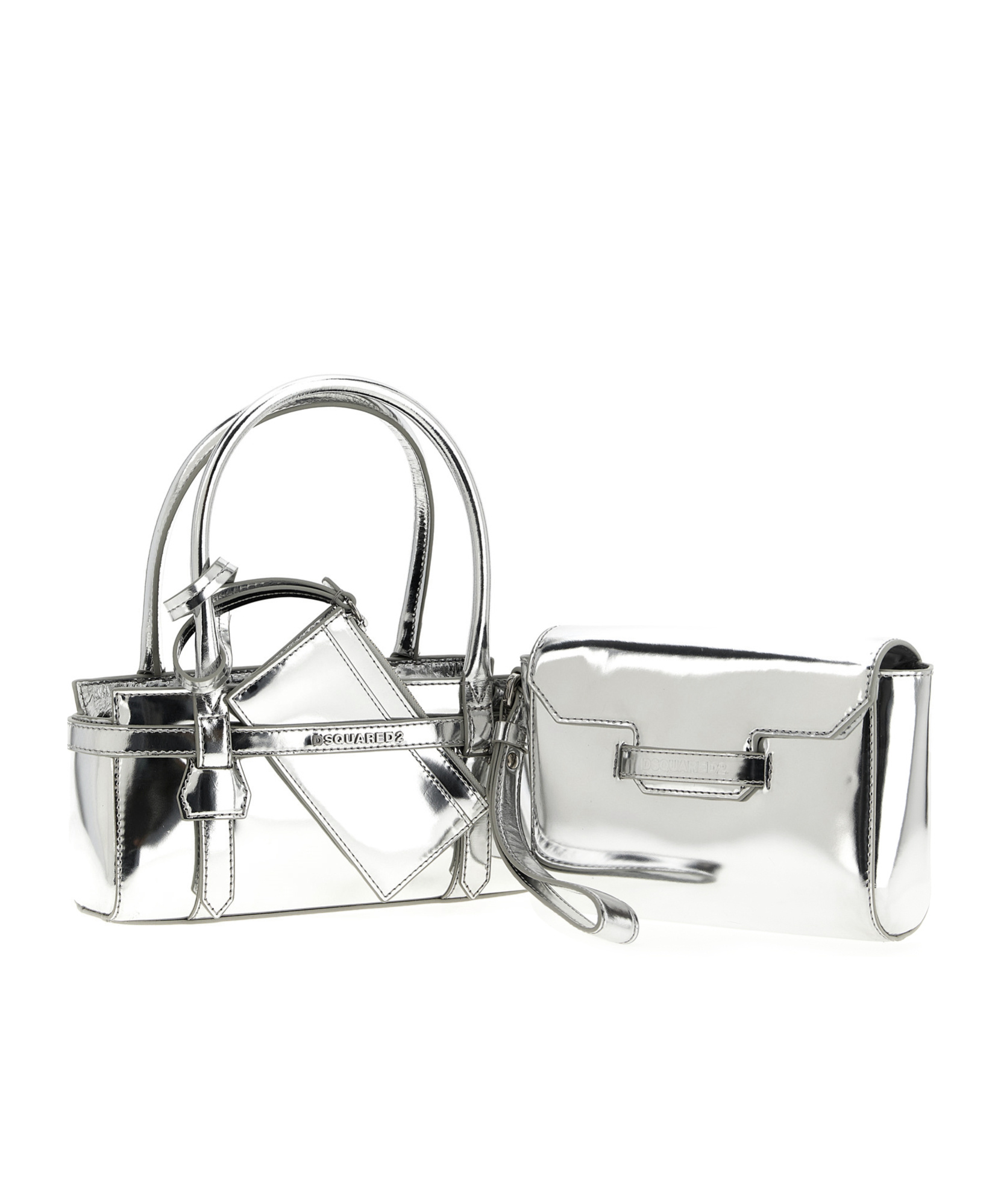 Dsquared2 Twin Mini Handbag In Silver