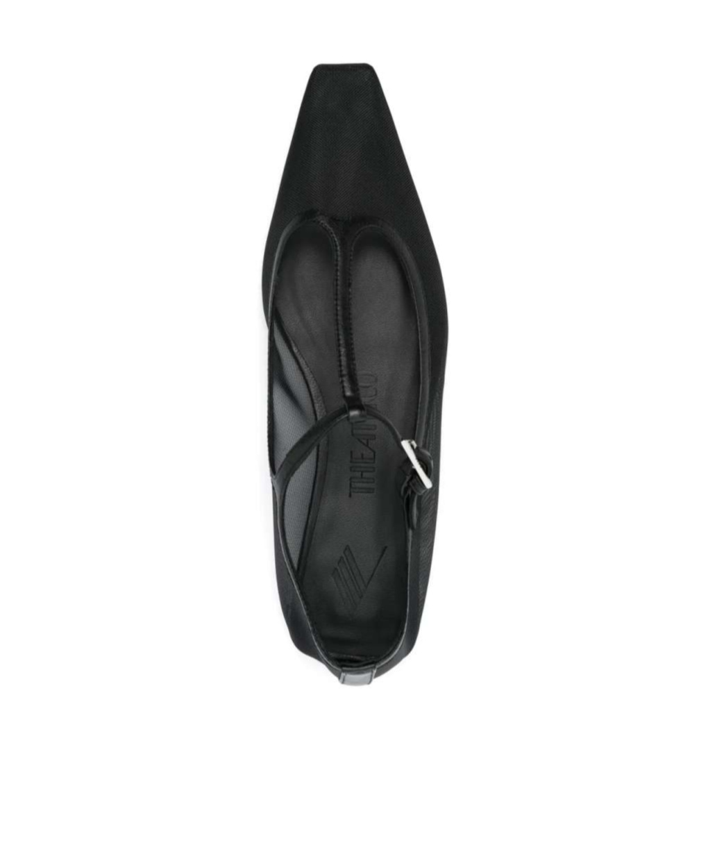 Attico Square Toe Flats In Black