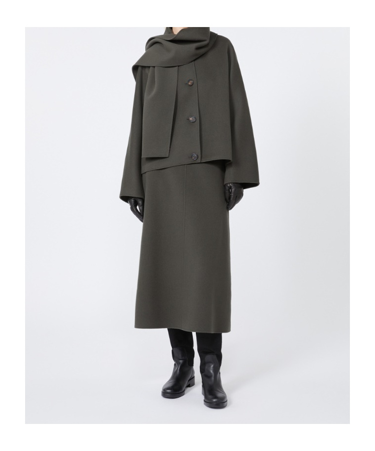 Max Mara Flared Wool Skirt In Green