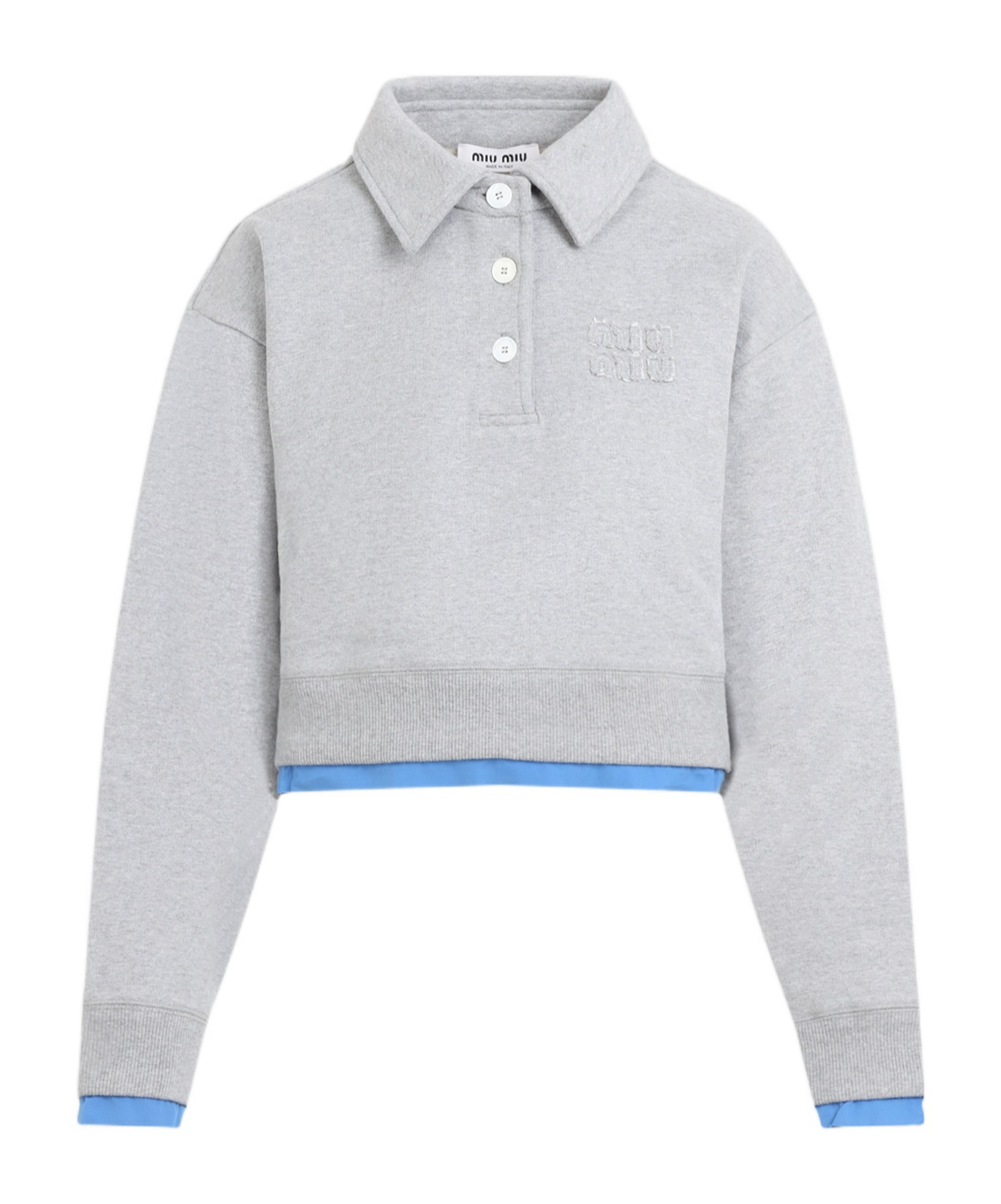Miu Miu Cotton Fleece And Poplin Sweatshirt In White