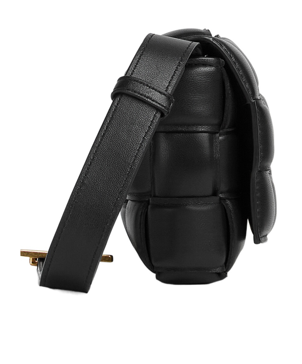 Bottega Veneta Small Padded Cassette Intrecciato Leather Crossbody Bag In Black