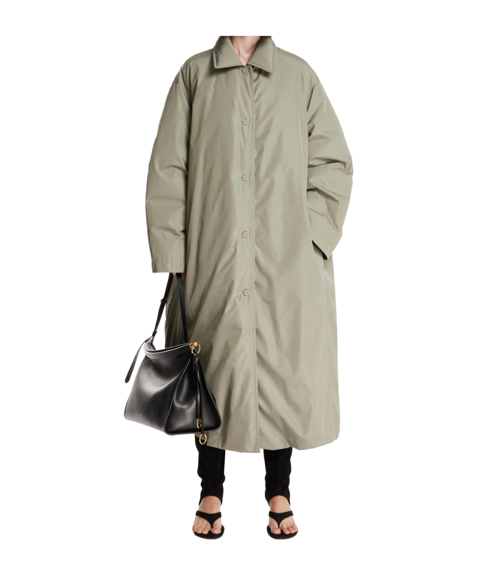Jil Sander Oversized Long Coat In Green