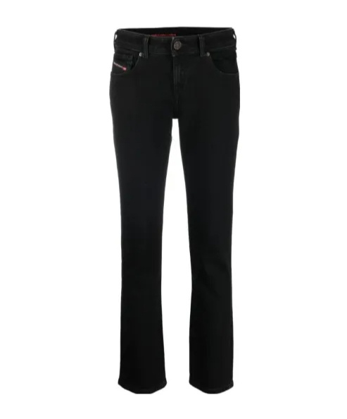 Diesel Low-rise Flared Crop Jeans In Black