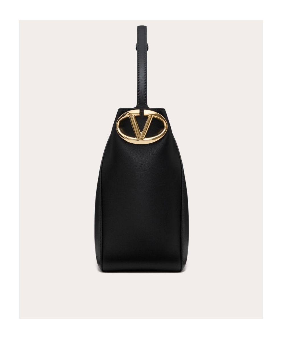 Valentino Vlogo Side Leather Bucket Bag In Black