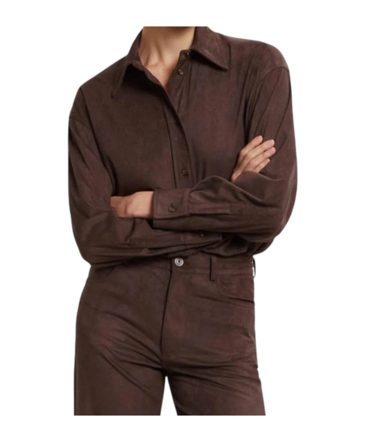 Ottod'ame Button-down Long-sleeved Shirt In Brown