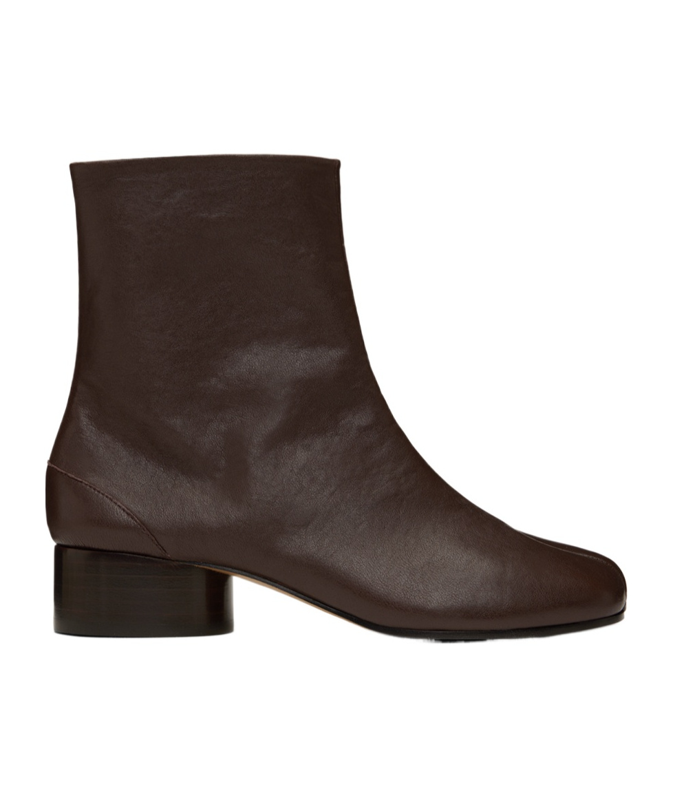Maison Margiela Brown Tabi Ankle Boots In Black