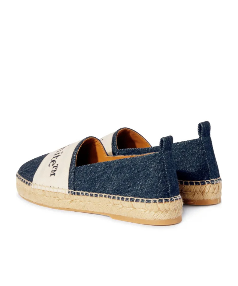 Off-white Blue Denim Bookish Espadrilles In Nude