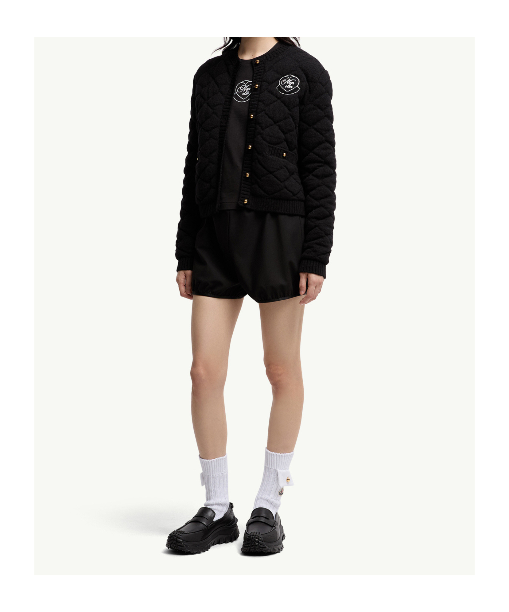Moncler Embroidered Heart Logo Cotton T-shirt In Black