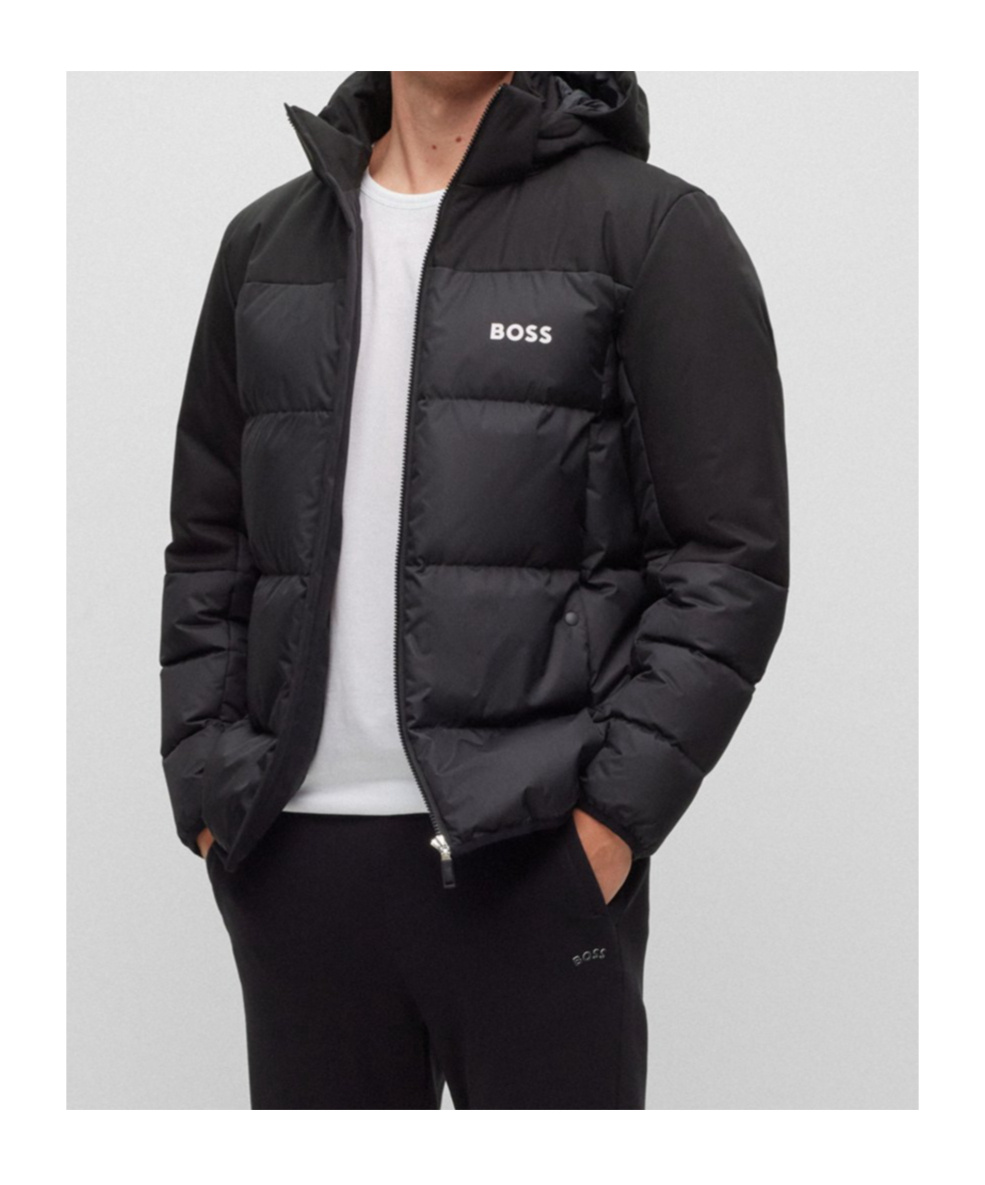 Hugo Boss Logo-print Padded Jacket In Black